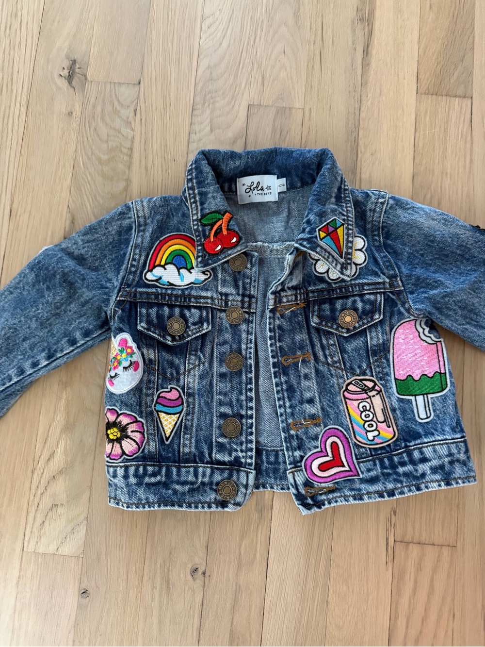 Lola and the boys patches denim jacket size 2